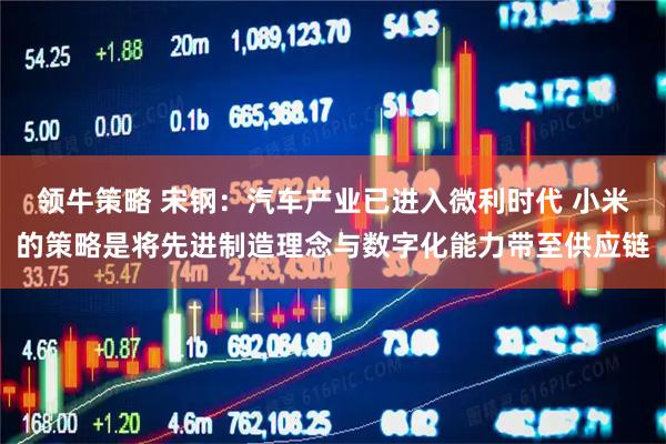 领牛策略 宋钢：汽车产业已进入微利时代 小米的策略是将先进制造理念与数字化能力带至供应链