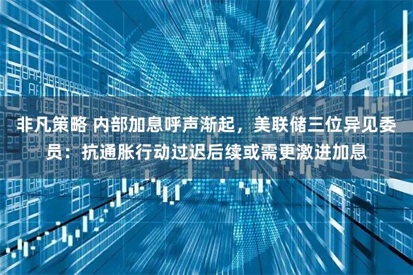 非凡策略 内部加息呼声渐起，美联储三位异见委员：抗通胀行动过迟后续或需更激进加息